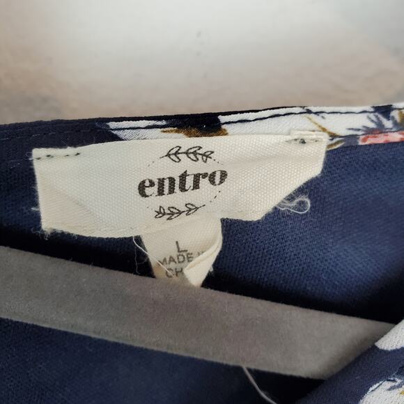 Entro Dress Floral Flowy Boho Cottagecore Spring Summer Folksy Blue White - Picture 10 of 13